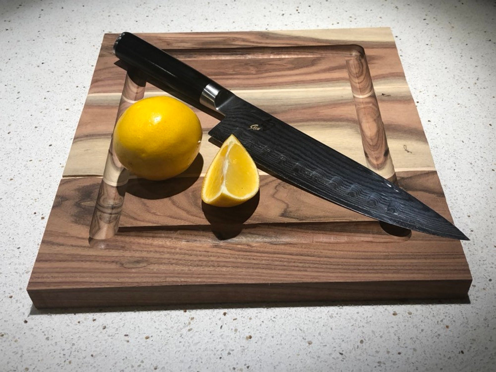 Wide cutting board with juice grooves made with morado and Etsy