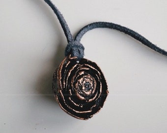 Rose Shaped Real Pine Tree Cone on Genuine Suede Leather Cord Chocker