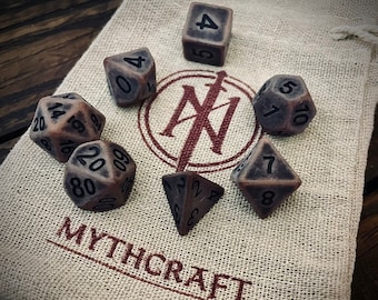 Ancient Matte Dice Brown Stone Aged Muted | DnD Dungeons and Dragons | Ancient Games Dice (7) | Polyhedral Dice