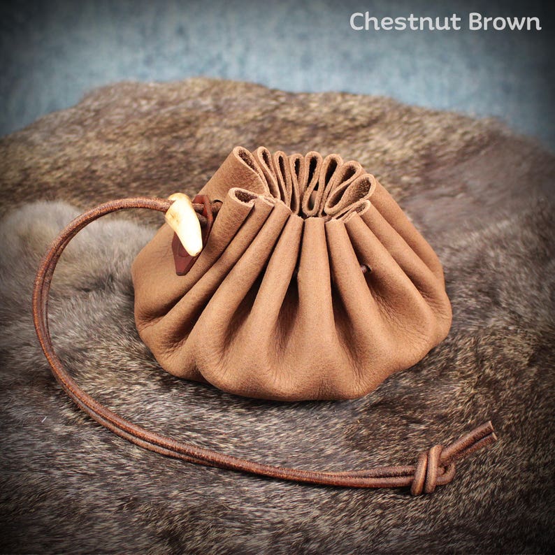2 Style Options Leather Possibles Pouch Drawstring Medium Made in Britain Natural Bushcraft Survival /& Camping Gear Equipment Gift