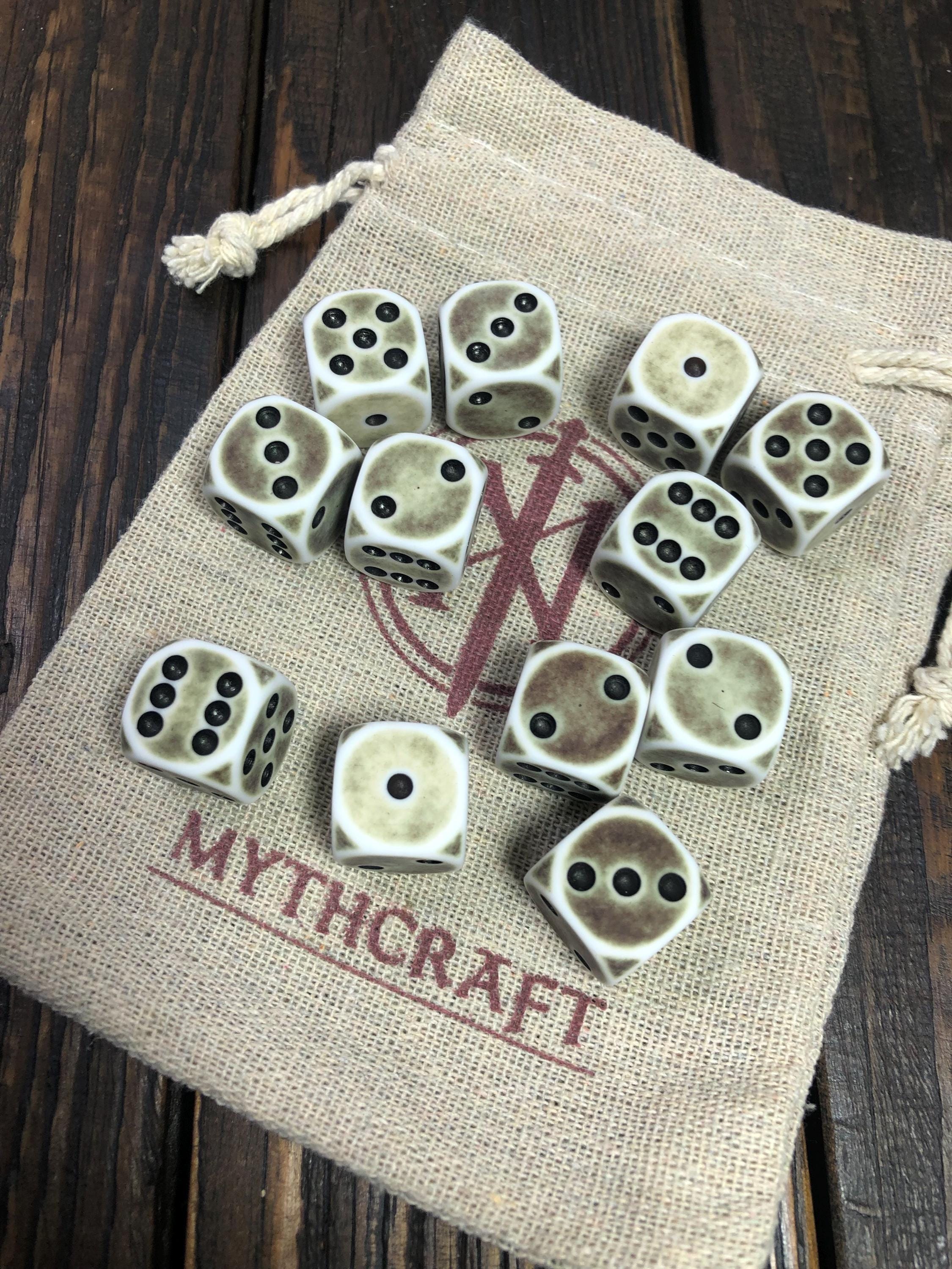 Ancient Matte D6 Dice Bone White Aged Muted | DnD Dungeons and Dragons | Ancient Games Dice Sets | D6 Dice
