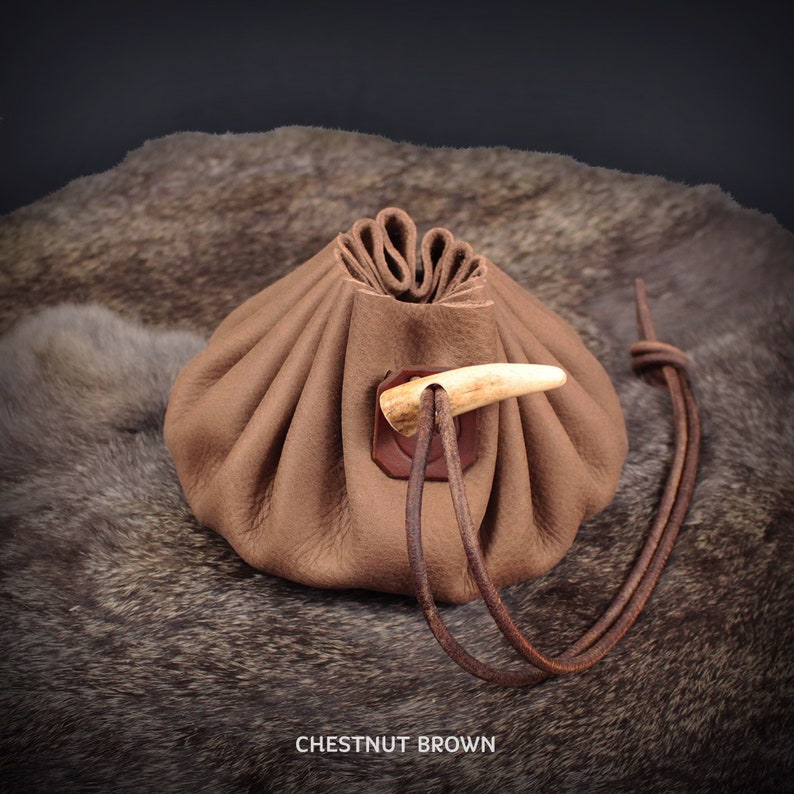 2 Style Options Leather Possibles Pouch Drawstring Medium Made in Britain Natural Bushcraft Survival /& Camping Gear Equipment Gift