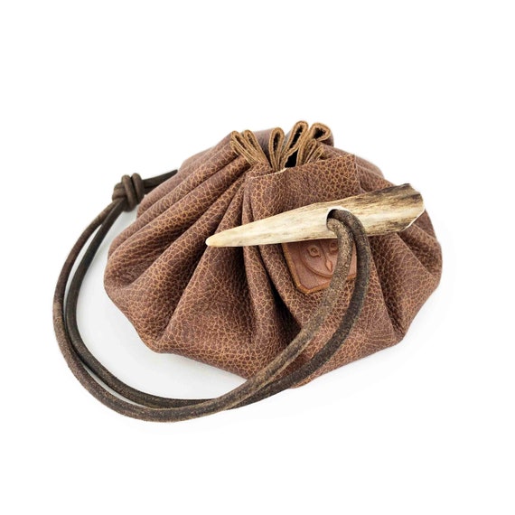 2 Style Options Leather Possibles Pouch Drawstring Medium Made in Britain Natural Bushcraft Survival /& Camping Gear Equipment Gift