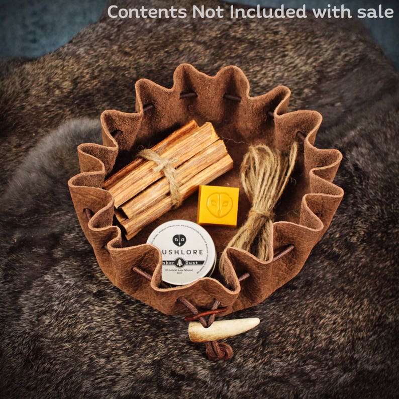 2 Style Options Leather Possibles Pouch Drawstring Medium Made in Britain Natural Bushcraft Survival /& Camping Gear Equipment Gift