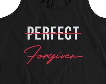 Not Perfect Just Forgiven Women's Religious T-Shirt – Faith-Based Graphic Tee, Short Sleeve, Round Neck, Soft Cotton/Polyester Blend - View #3