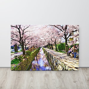 Cherry Blossom, Philosopher’s Walk Sakura, Kyoto, Japan Canvas Print, Available in 4 Sizes, Original Artwork, FREE SHIPPING