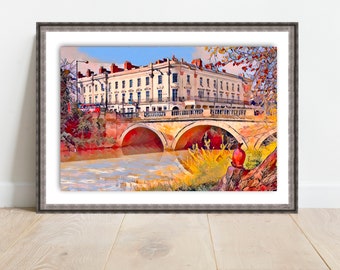 Leam Bridge, Royal Leamington Spa, Warwickshire Framed Print, Choice of Size, Choice of Frame and FREE UK SHIPPING