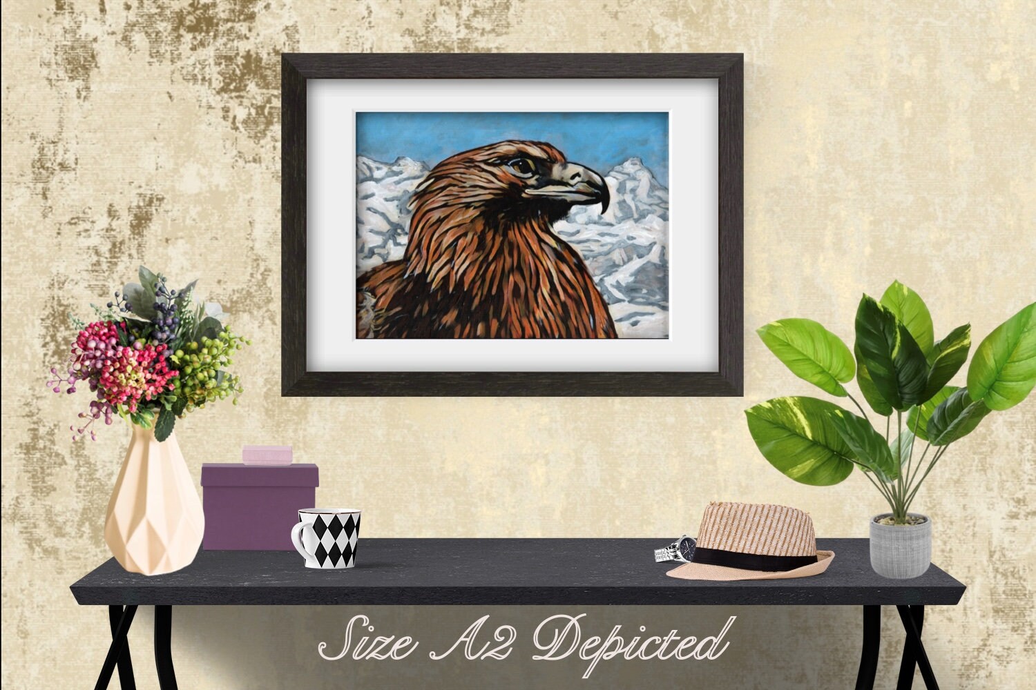 Framed Eagle Print of Original Artwork A2 framed Bird of Prey Etsy