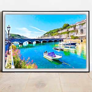 Looe, Cornwall Travel Print, Choice of Sizes, FREE UK POSTAGE, Quality Print