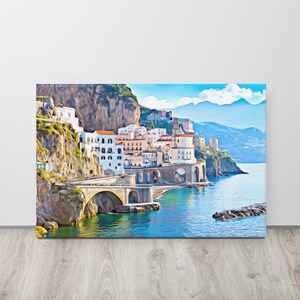 Amalfi Coast, Italy Canvas, Available in 4 Sizes, Unique Artwork, FREE UK SHIPPING