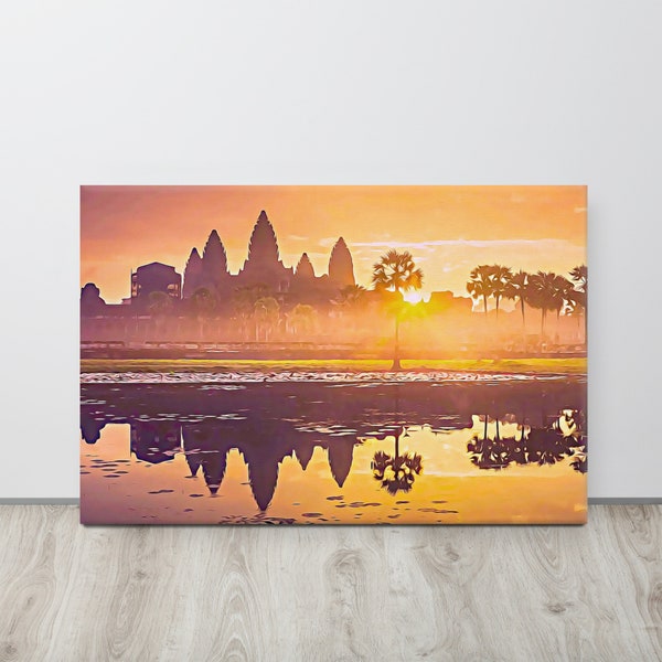 Angkor Wat Sunset, Cambodia Canvas Print, Available in 4 Sizes, Original Artwork, FREE SHIPPING