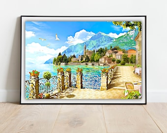 Lake Como, Italy Travel Print, Choice of Sizes, FREE UK POSTAGE, Quality Print