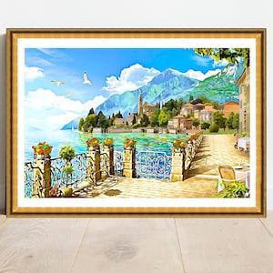 Lake Como, Italy Framed Print, Choice of Size, Choice of Frame and FREE UK SHIPPING