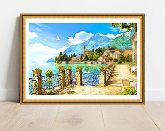 Lake Como, Italy Framed Print, Choice of Size, Choice of Frame and FREE UK SHIPPING