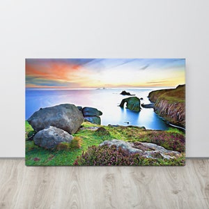 Lands End, Cornwall, England Canvas Print, Available in 4 Sizes, Original Artwork, FREE SHIPPING