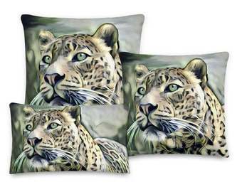 Leopard Cushion, Linen Feel, Machine Washable Cover with Shape Retaining Insert, Available in Three Sizes. FREE SHIPPING