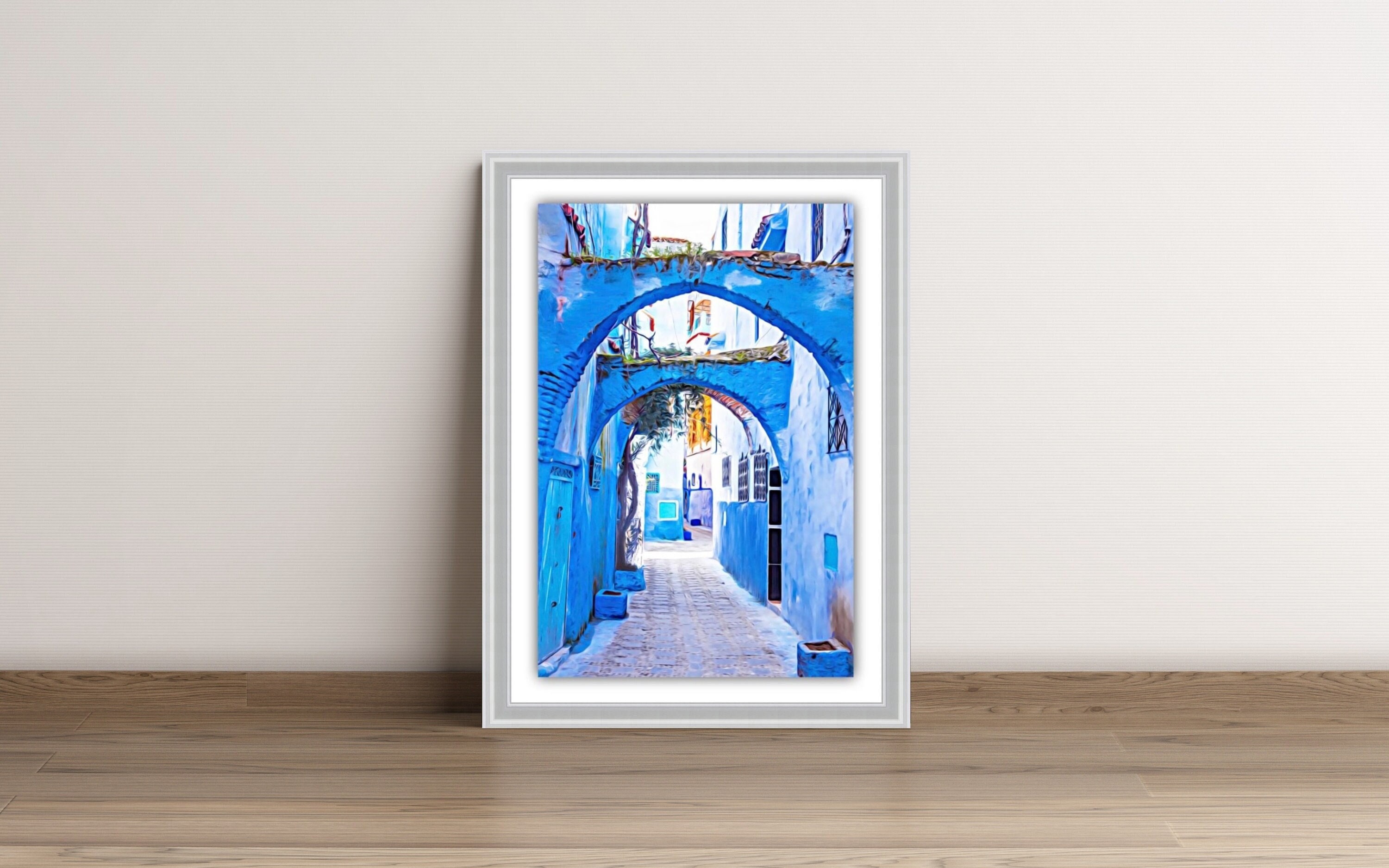 Blue Arches, Chefchaouen, Morocco Framed Print, Choice of Sizes and FREE UK SHIPPING