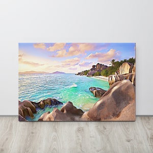 Seychelles Canvas Print, FREE SHIPPING, Available in 4 Sizes, Unique Artwork