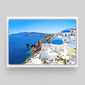 Santorini Travel Print, Greece Poster, Choice of Sizes, FREE UK POSTAGE, Quality Print