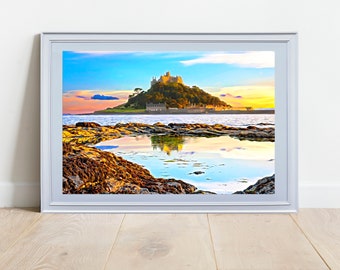 St Michael’s Mount, Cornwall Framed Print, Choice of Size, Choice of Frame and FREE UK SHIPPING