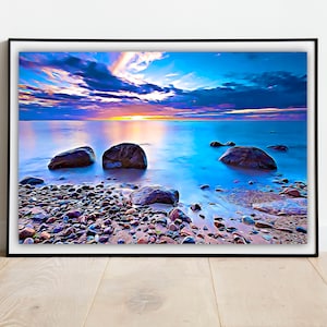 Seascape Print, Choice of Sizes, FREE UK POSTAGE, Blue Wall Art Quality Print, Seascape 1