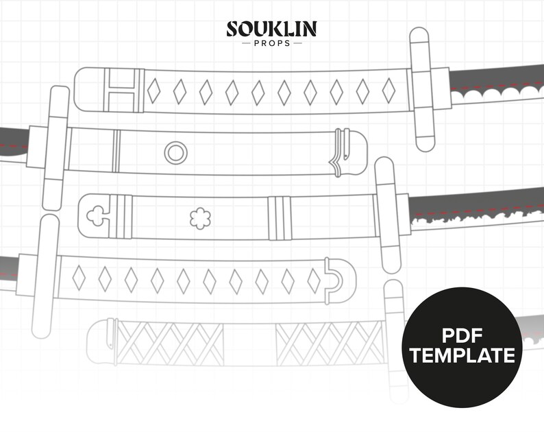 One Piece Roronoa Zoro's Katana's Mega Pack PROP PATTERN / TEMPLATE Etsy