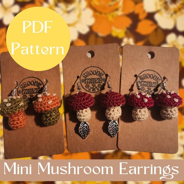 PDF Crochet Pattern: MiNi Mushroom Earrings