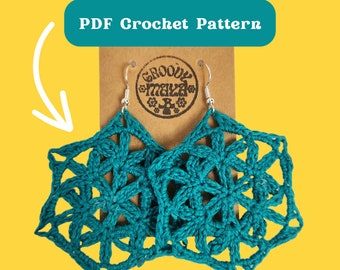 PDF Crochet Pattern: Flower of Life Earrings