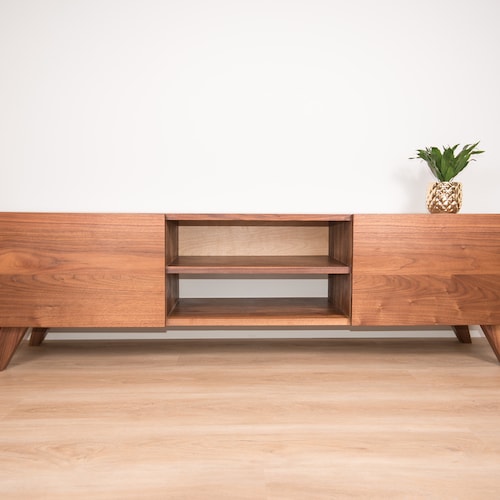 Mid Century Walnut Credenza Media Console TV Stand Etsy
