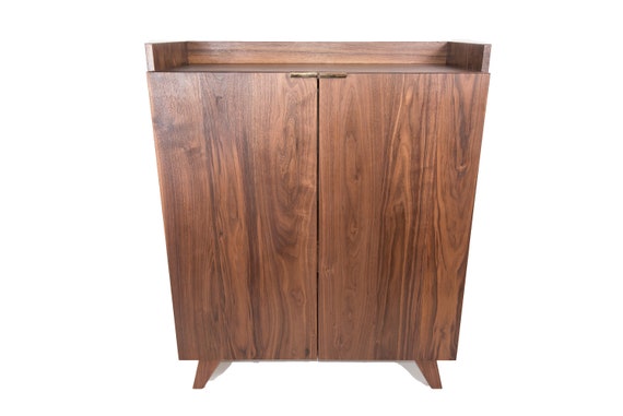 Torrey Bar Cabinet Solid Walnut Mid Century Credenza Liquor Etsy