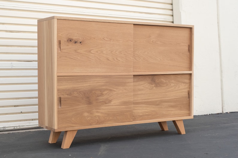 Solid White Oak Storage Unit with Sliding Doors MidCentury Etsy