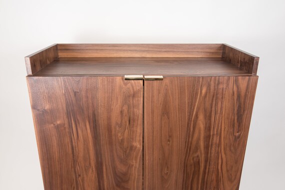 Torrey Bar Cabinet Solid Walnut Mid Century Credenza Liquor Etsy