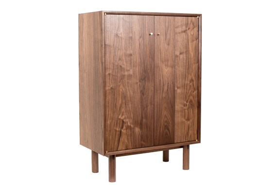 Rolls Solid Walnut Mid Century Modern Liquor Bar Drinks Etsy
