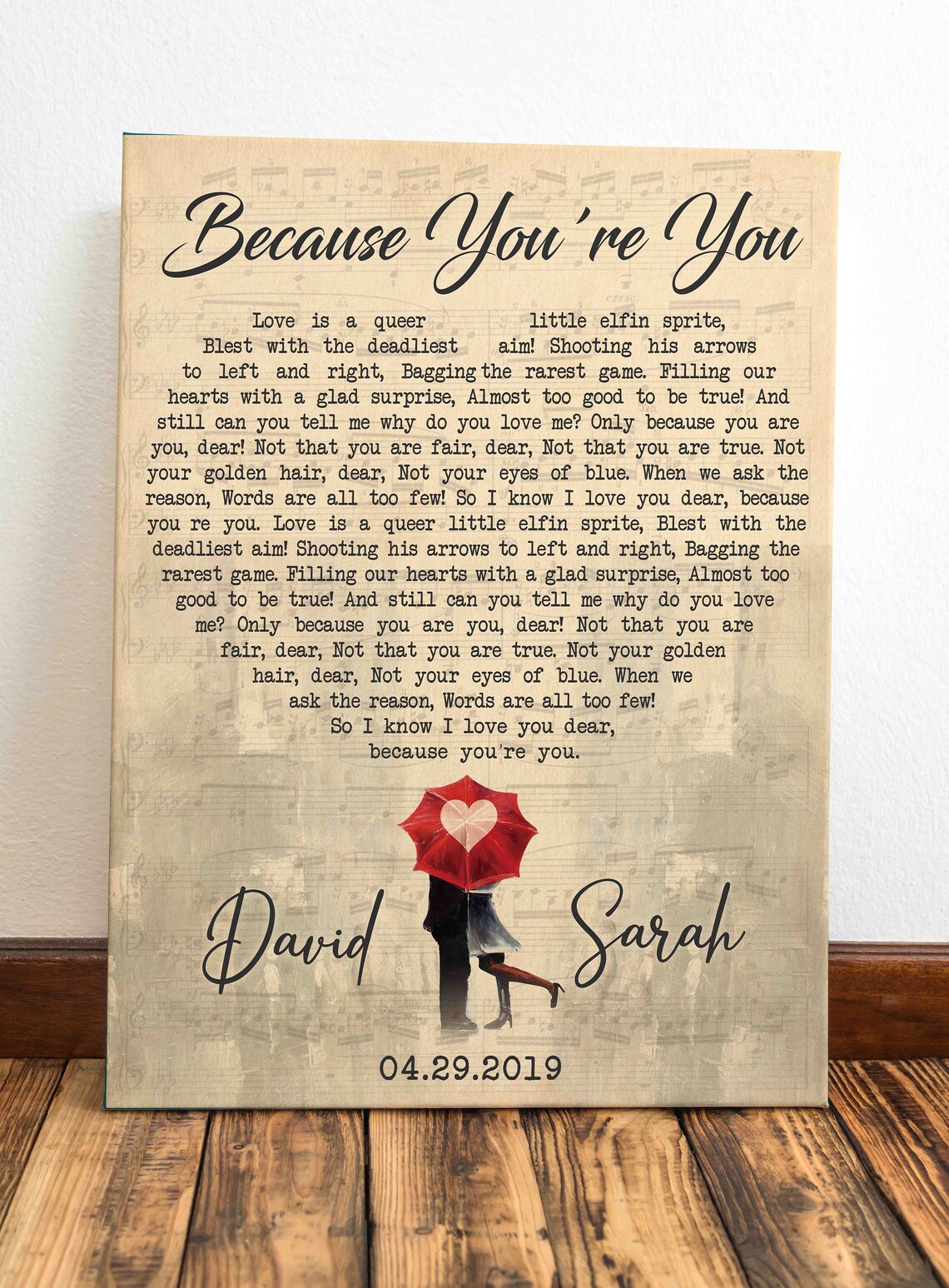 Personalized Valentines Song Lyric Canvas Valentine's Day Etsy
