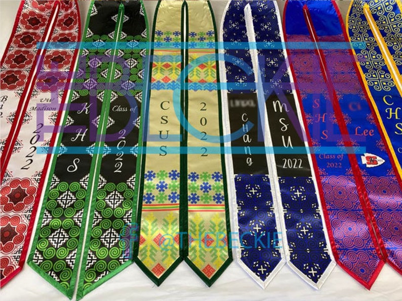 Custom Print Graduation Stole Hmong & Mien image 9