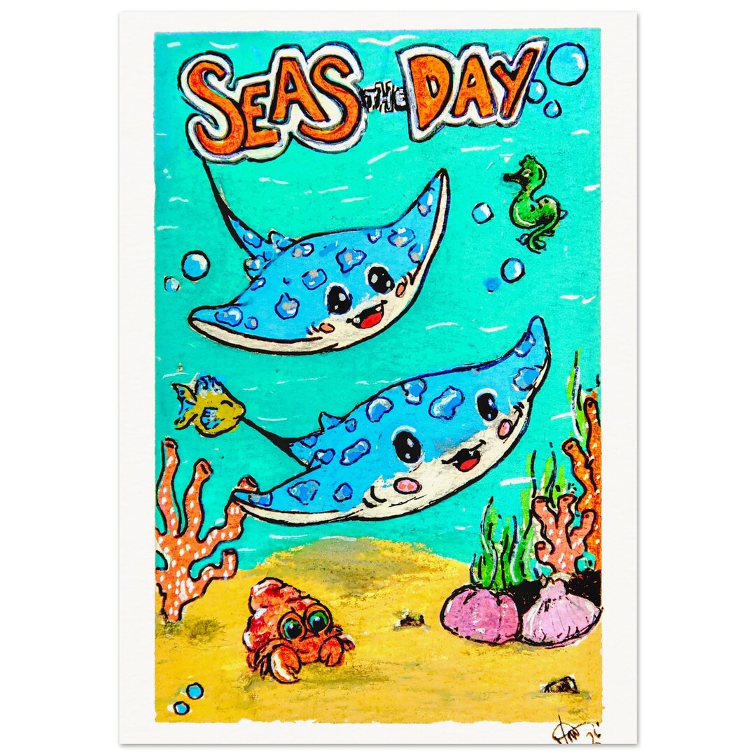 Manta Ray Nursery Art Print | Seas the Day Coastal Decor - Etsy