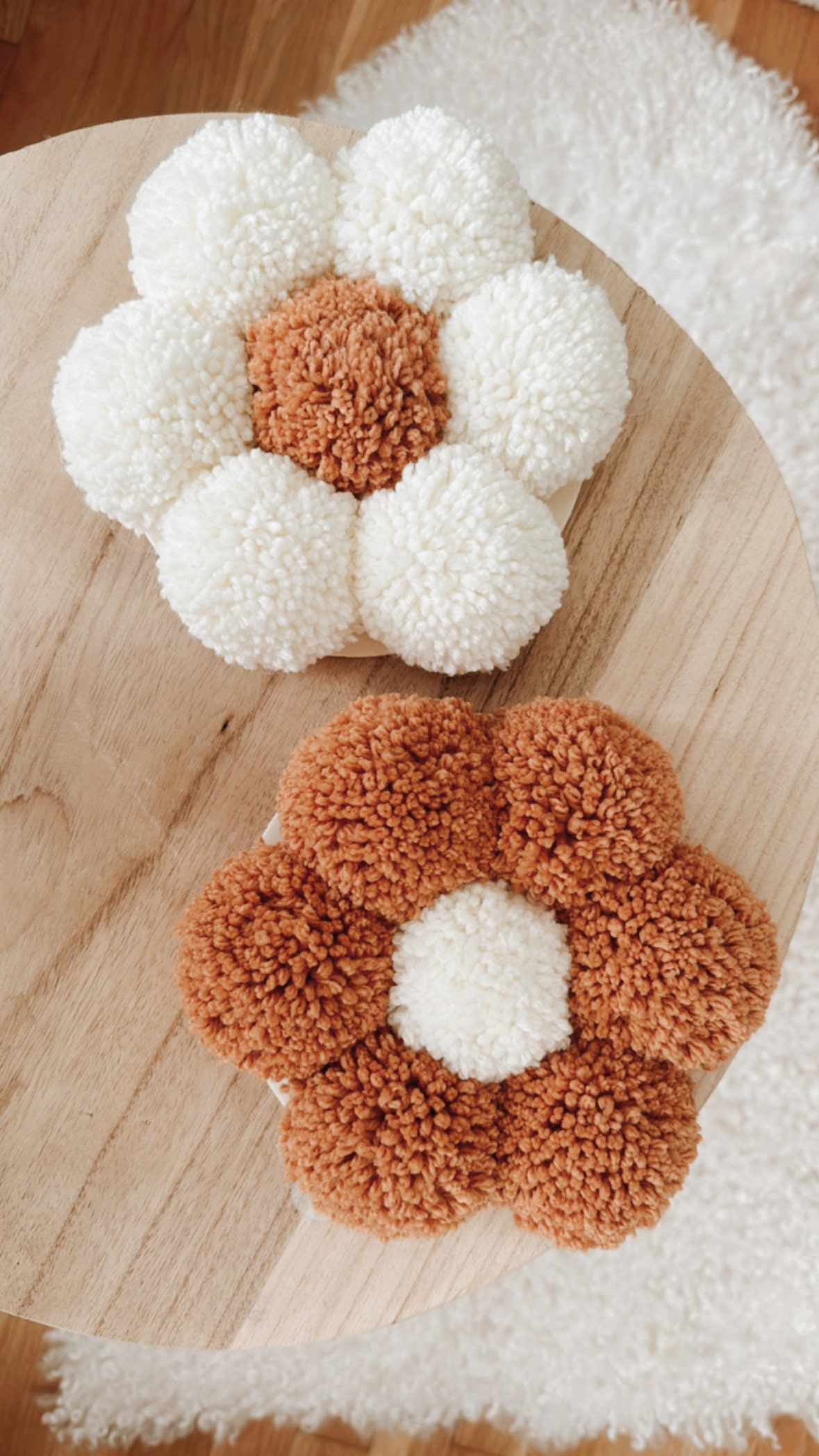 View of Pom Pom Wall Decor | Bella Accent Flower Set (SET OF 3) - Etsy