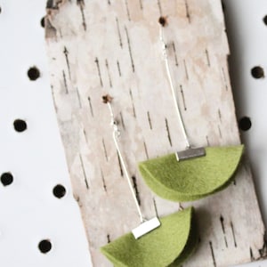Felt Earrings | Skirt Shape | Olive