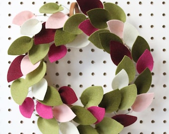 Felt Wreath | Front Door Wreath | Modern Fall Wreath | Home Decor | Ready to Ship | 9&quot;
