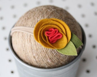 Felt Flower Headband | Nylon | Baby | Mustard