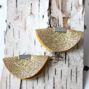 Felt Earrings | Skirt Shape | Felt | Gold Glitter