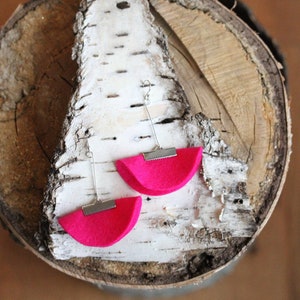 Felt Earrings | Skirt Shape | Magenta
