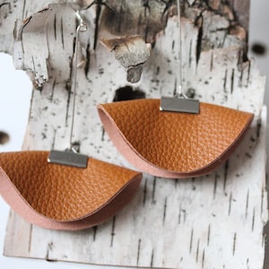 Felt Earrings | Skirt Shape | Felt | Brown Faux Leather