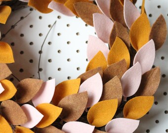 Fall Felt Leaf Wreath | Modern Felt Leaf Wreath | Front Door Wreath | Wall Decor | Ready to Ship | 12&quot;
