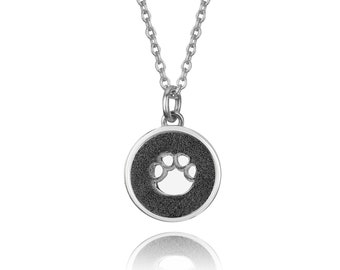 Elephant Footprint Sterling Silver Round Handmade Animal Necklace (Black)