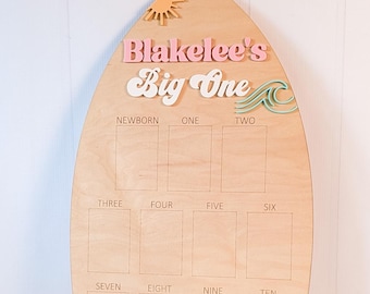 The Big One First Birthday Photo Board, Personalized Wood Beach Theme Party