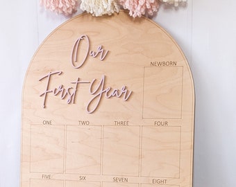 1 Year Photo Board,  Baby Twins First Birthday Wood Keepsake