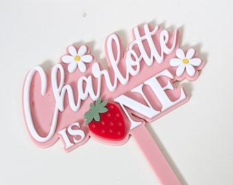 Berry First Birthday Cake Topper: Custom Strawberry 1st Birthday Decor