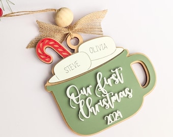 Our first Christmas Together Ornament: Personalized Hot Cocoa Keepsake
