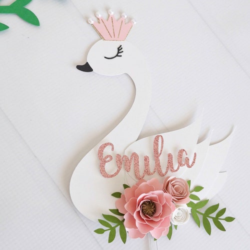 Swan Cake Topper Baby Shower Cake Topper Girl Baby Shower Etsy